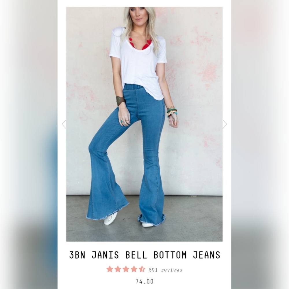 Three Bird Nest NEW Janis Bell Bottom Jeans